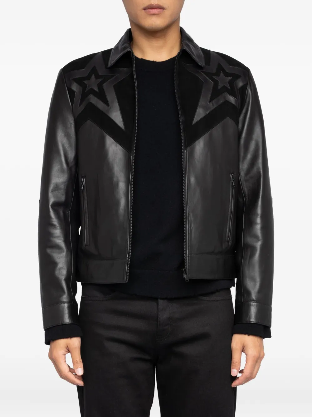 Zadig & Voltaire Star-appliqué Leather Jacket In Black