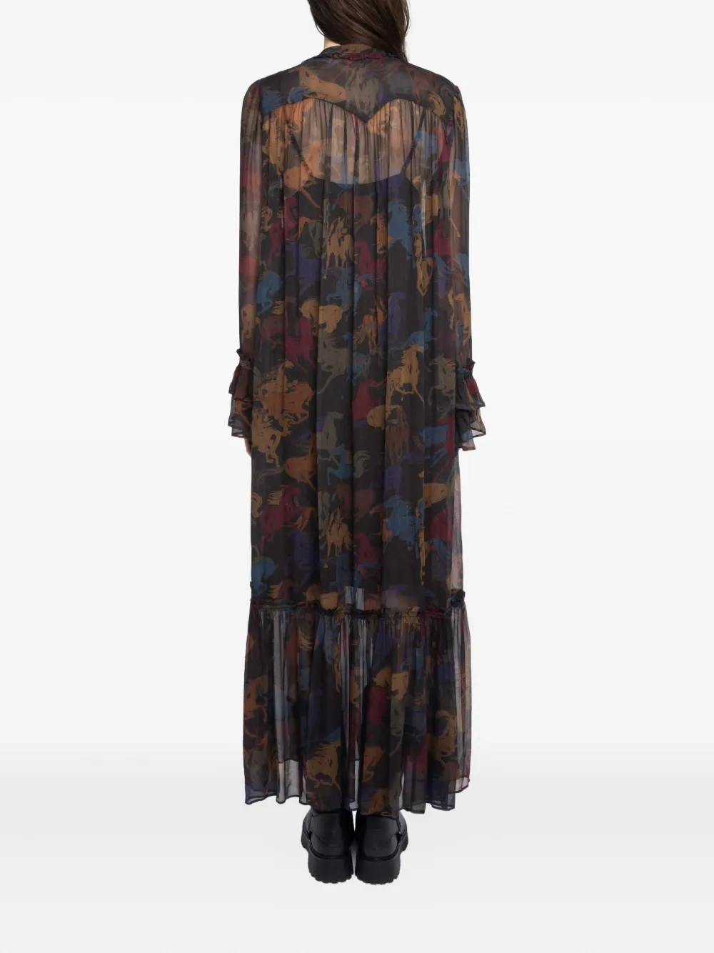 Zadig&Voltaire Ralicel maxi-jurk met paardenprint Bruin
