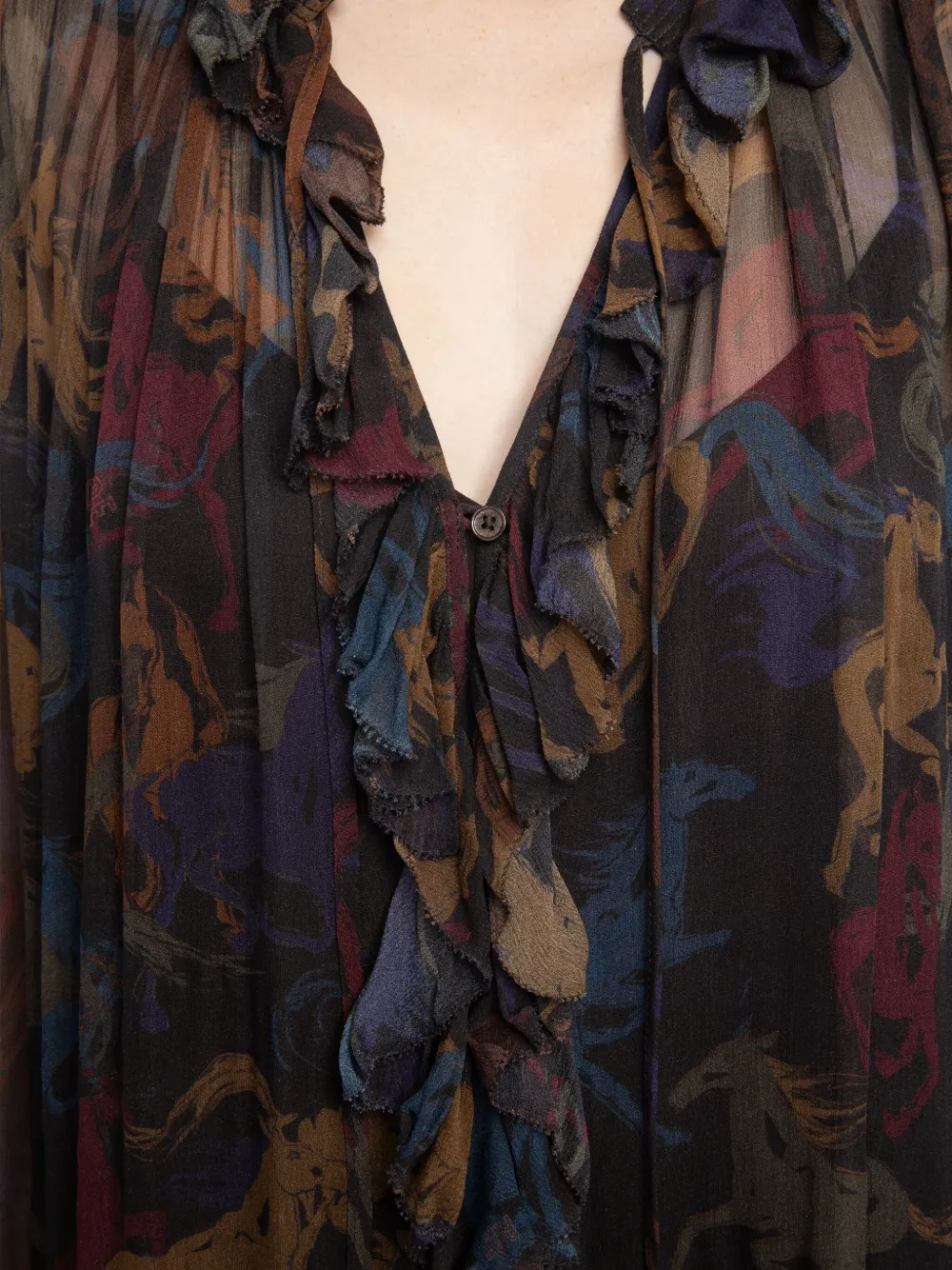 Zadig&Voltaire Ralicel maxi-jurk met paardenprint Bruin