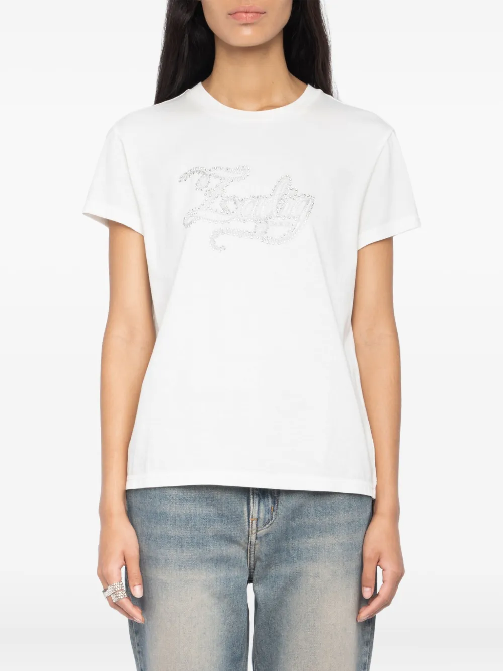 Zadig&Voltaire T-shirt verfraaid met kristallen en logo Wit