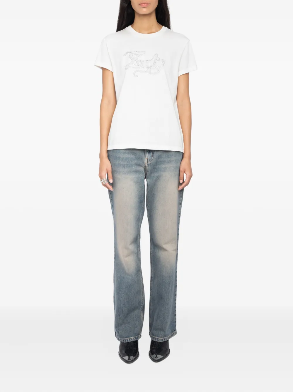 Zadig&Voltaire T-shirt verfraaid met kristallen en logo Wit