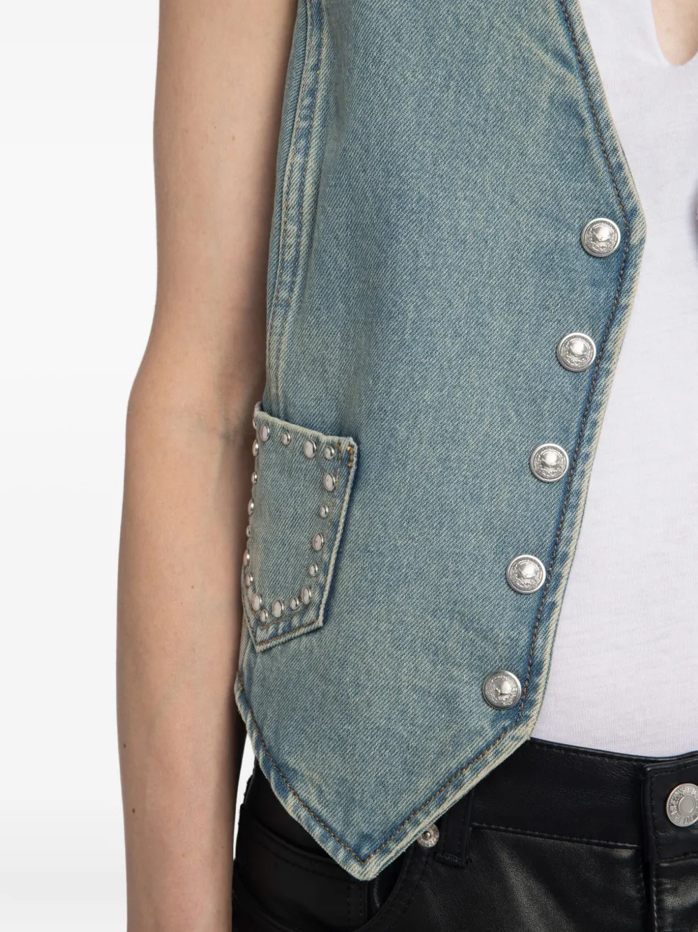 Zadig&Voltaire V-neck studded waistcoat Blauw