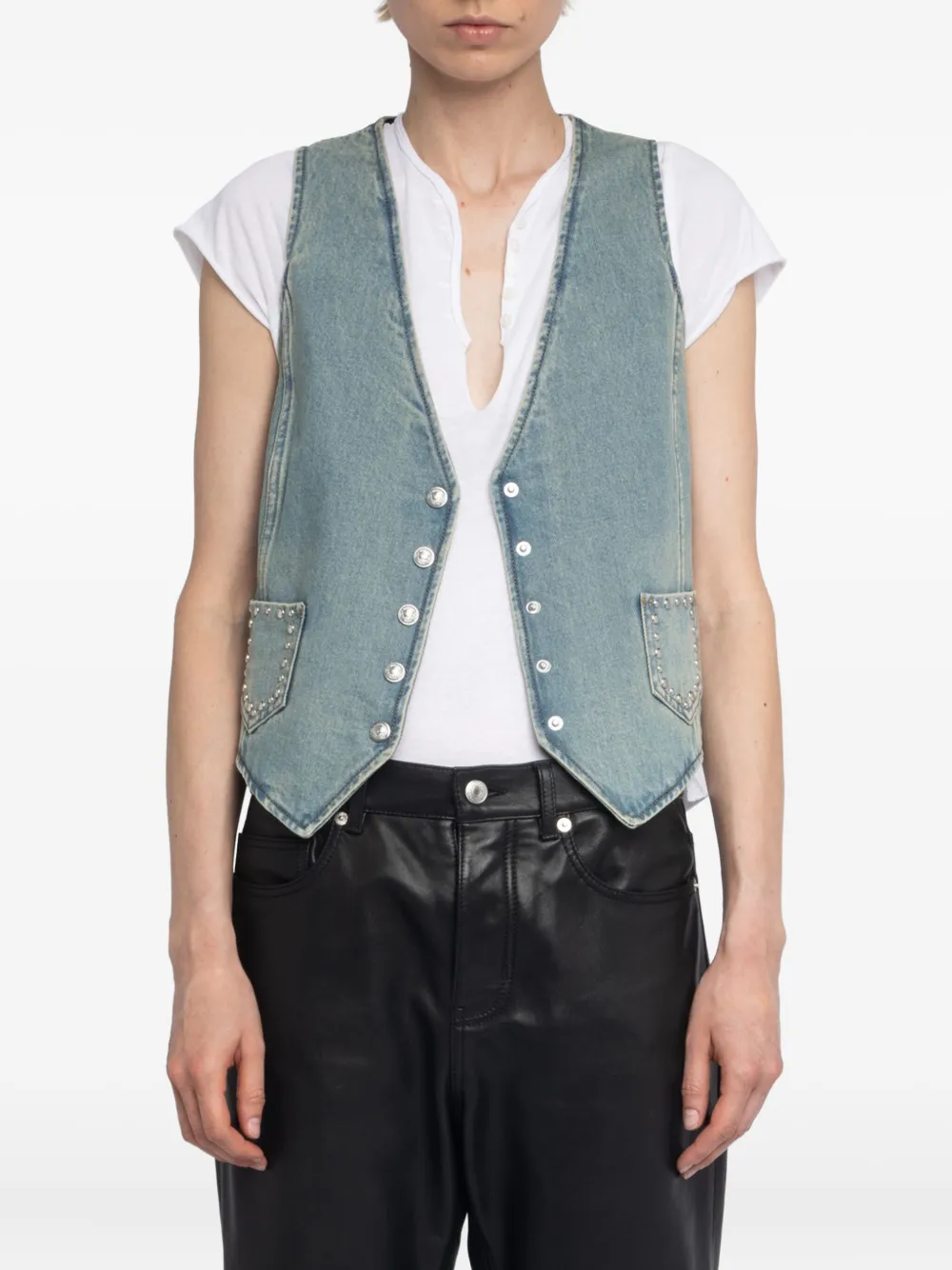 Zadig&Voltaire V-neck studded waistcoat Blauw