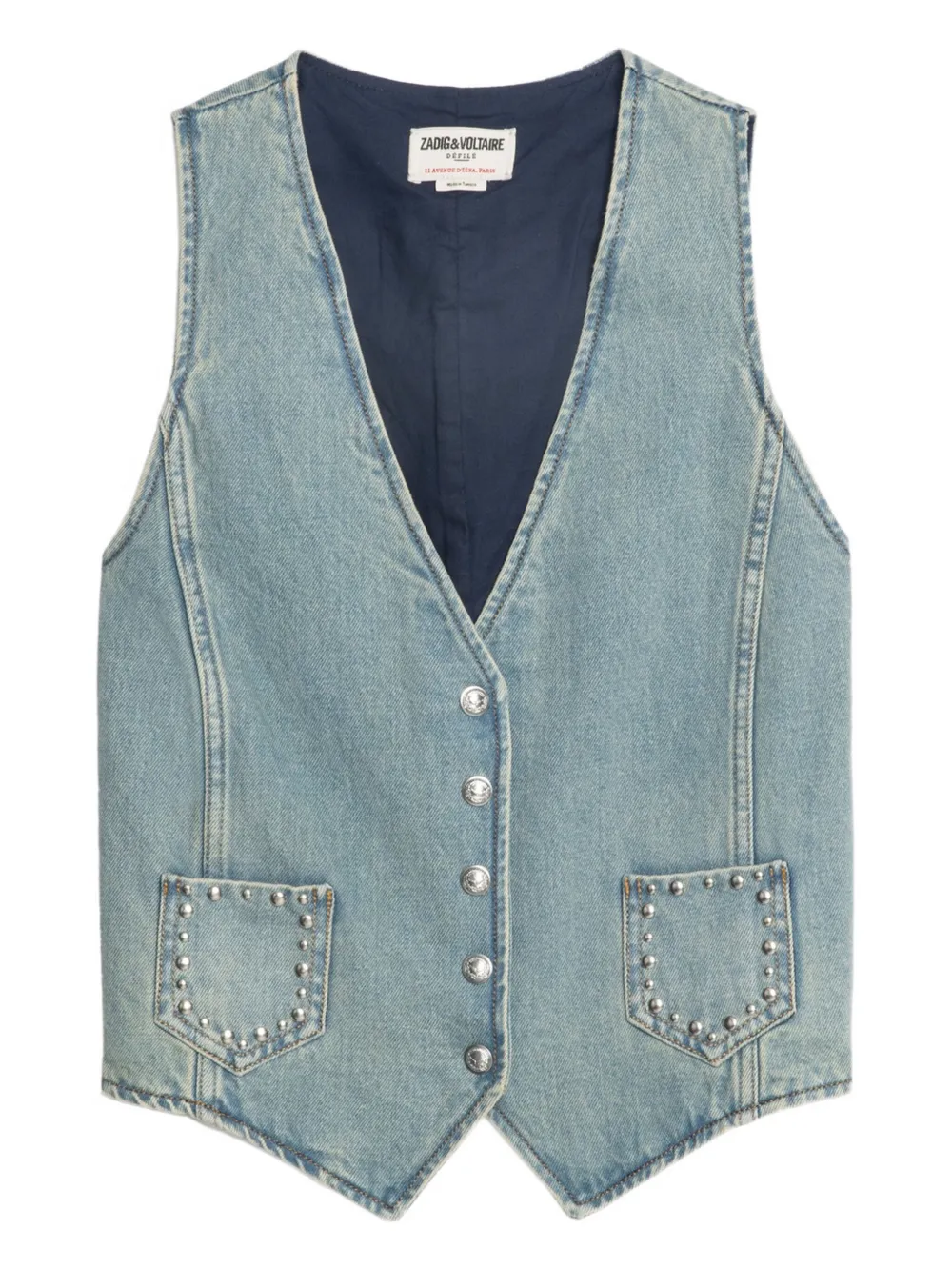 Zadig&Voltaire V-neck studded waistcoat Blauw