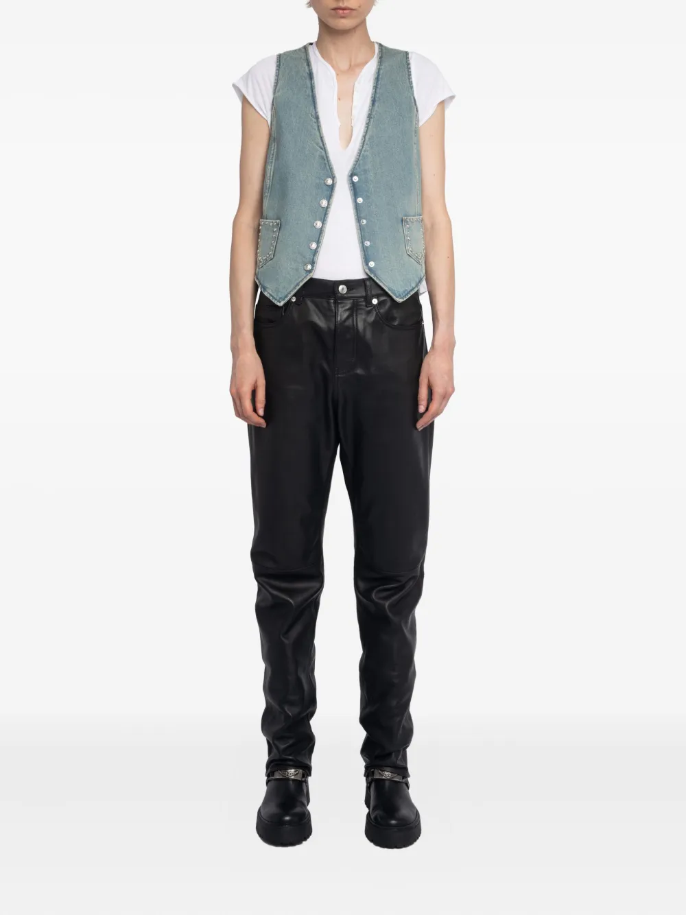 Zadig&Voltaire V-neck studded waistcoat Blauw