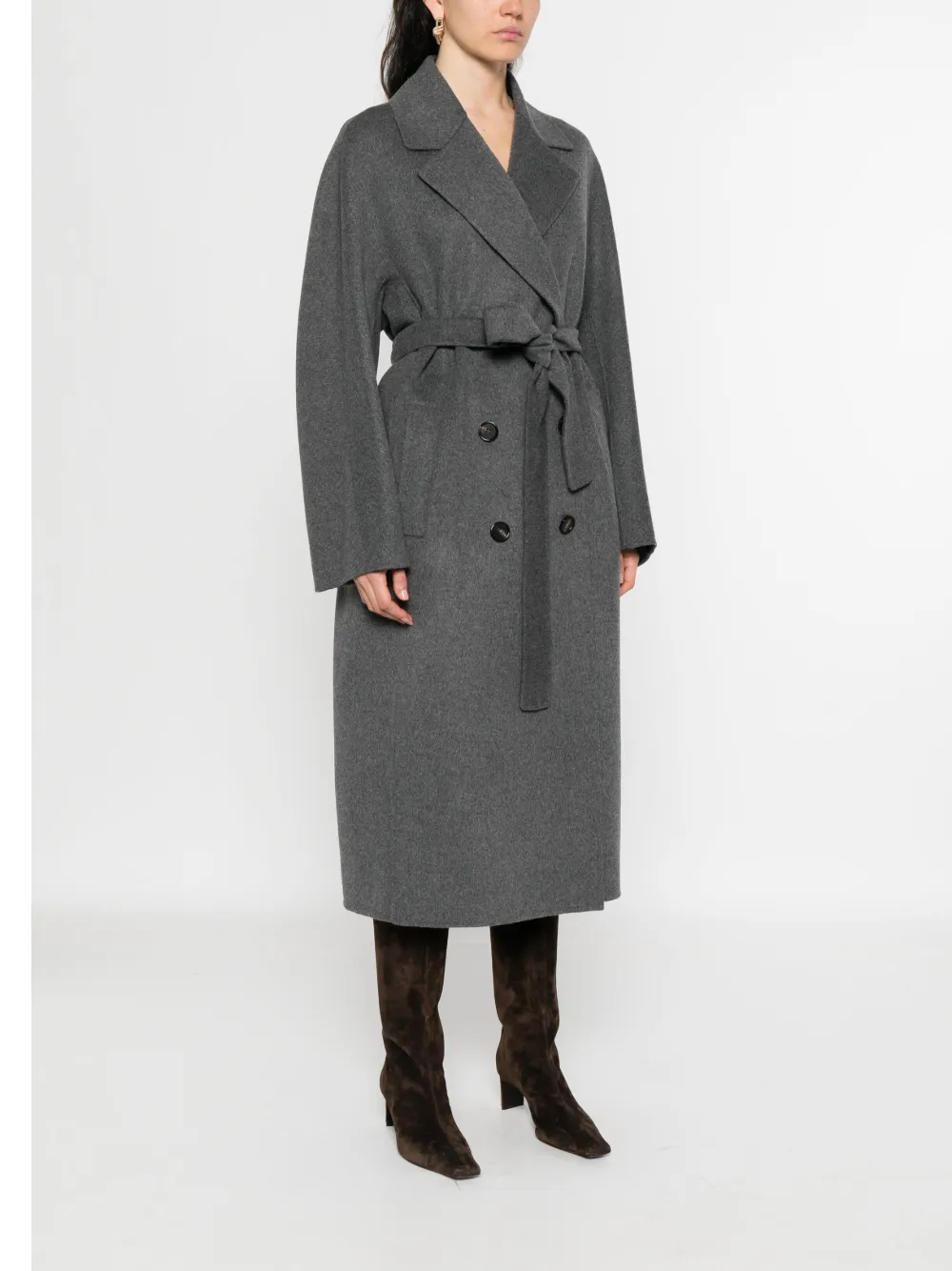 'S Max Mara belted double-breasted coat Grijs