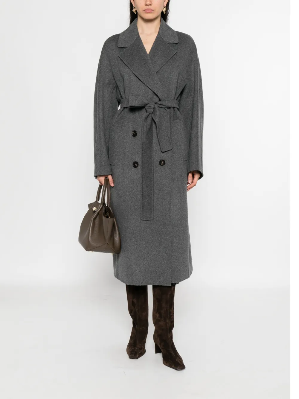 'S Max Mara belted double-breasted coat Grijs