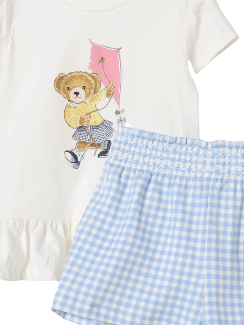 POLO RALPH LAUREN KIDS Trainingspak met ruches en grafische print Wit