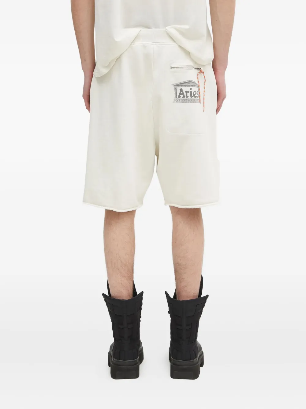 Aries Premium Aged Temple Logo-print Shorts In White