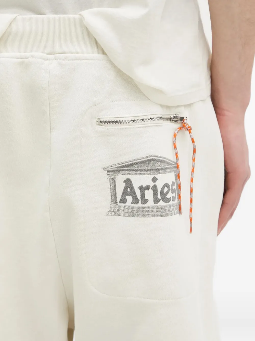 Aries Premium Aged Temple Logo-print Shorts In White