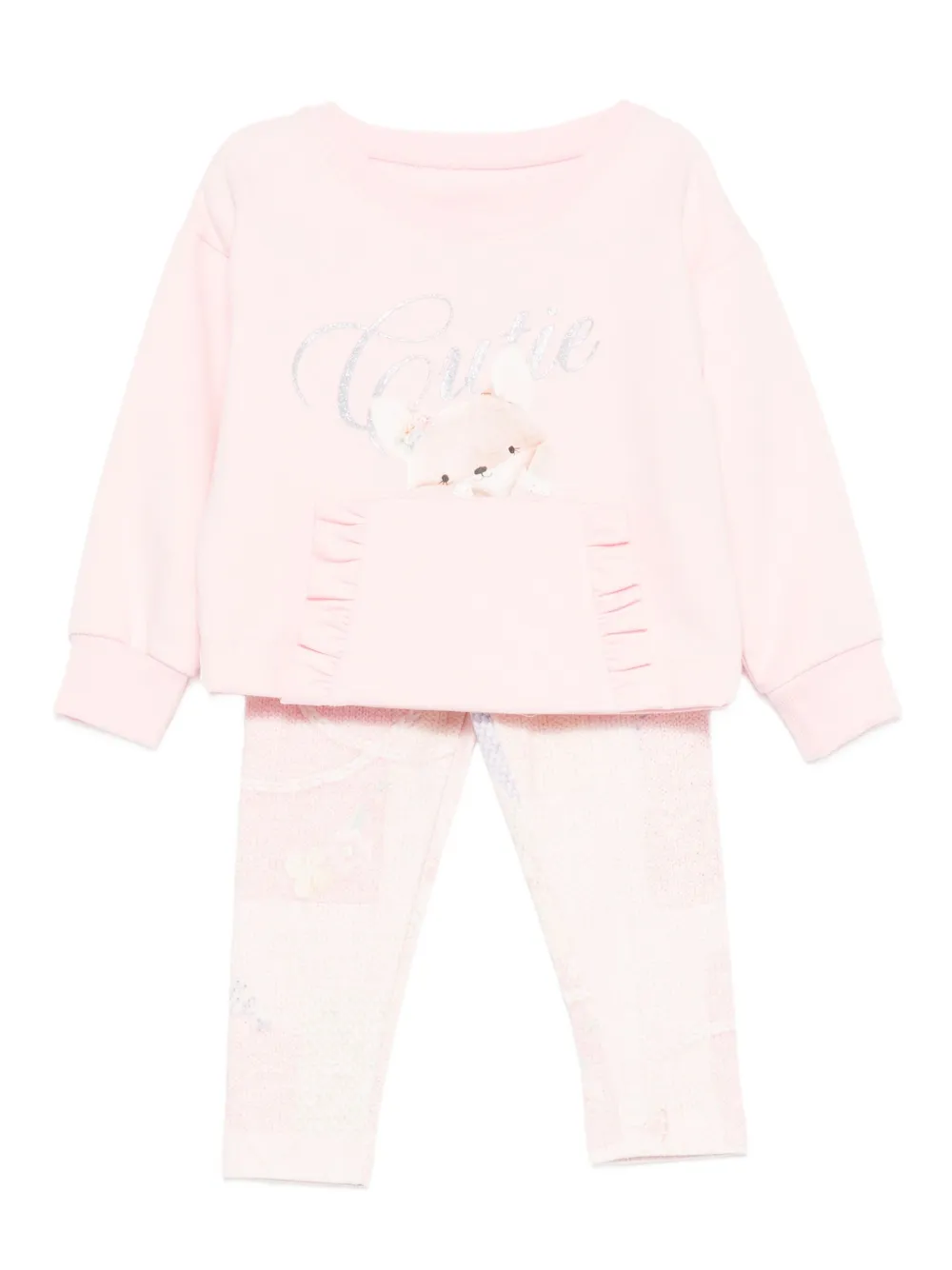 Lapin House knit print-panelled tracksuit set | Pink | Image 1