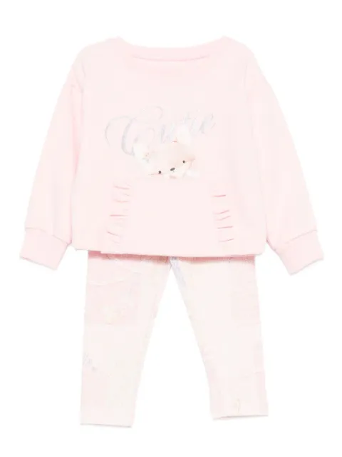 Lapin House knit print-panelled tracksuit set