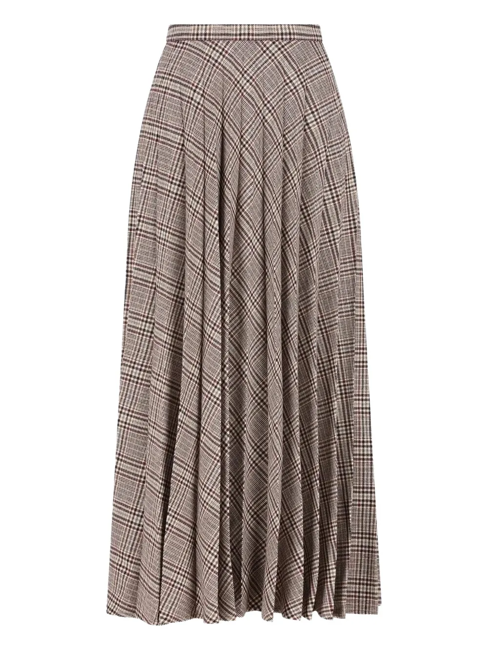 Saint Laurent Pleated Check-pattern Maxi Skirt In Neutral