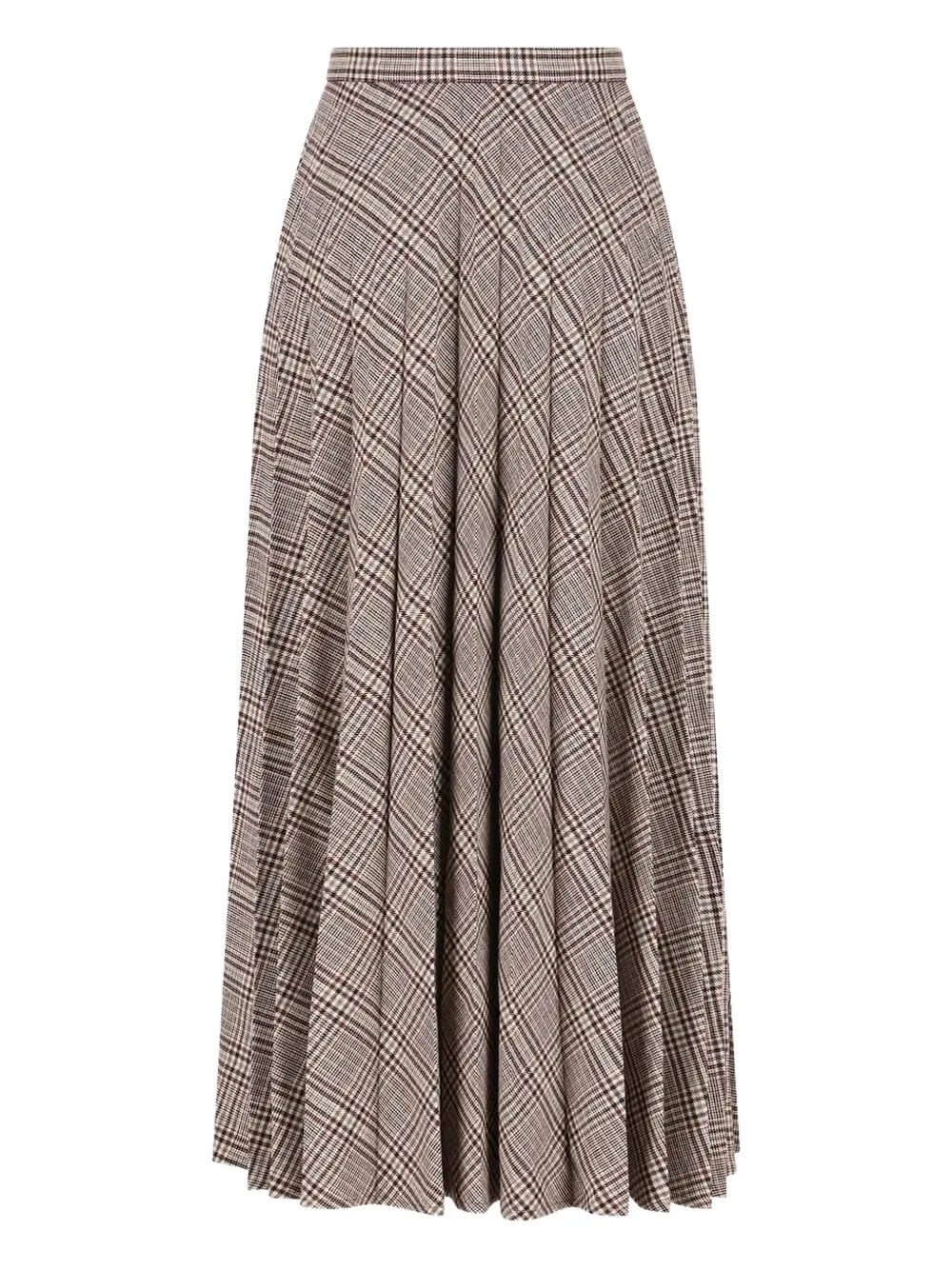Saint Laurent pleated check-pattern maxi skirt - Beige