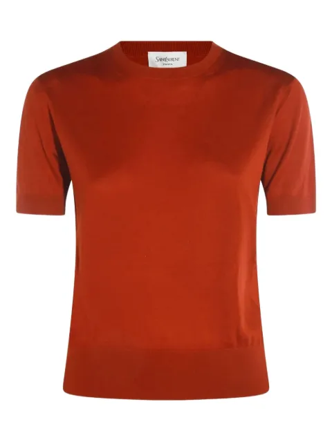 Saint Laurent suéter con mangas cortas y cuello redondo