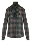 Saint Laurent plaid bow-tie blouse - Black
