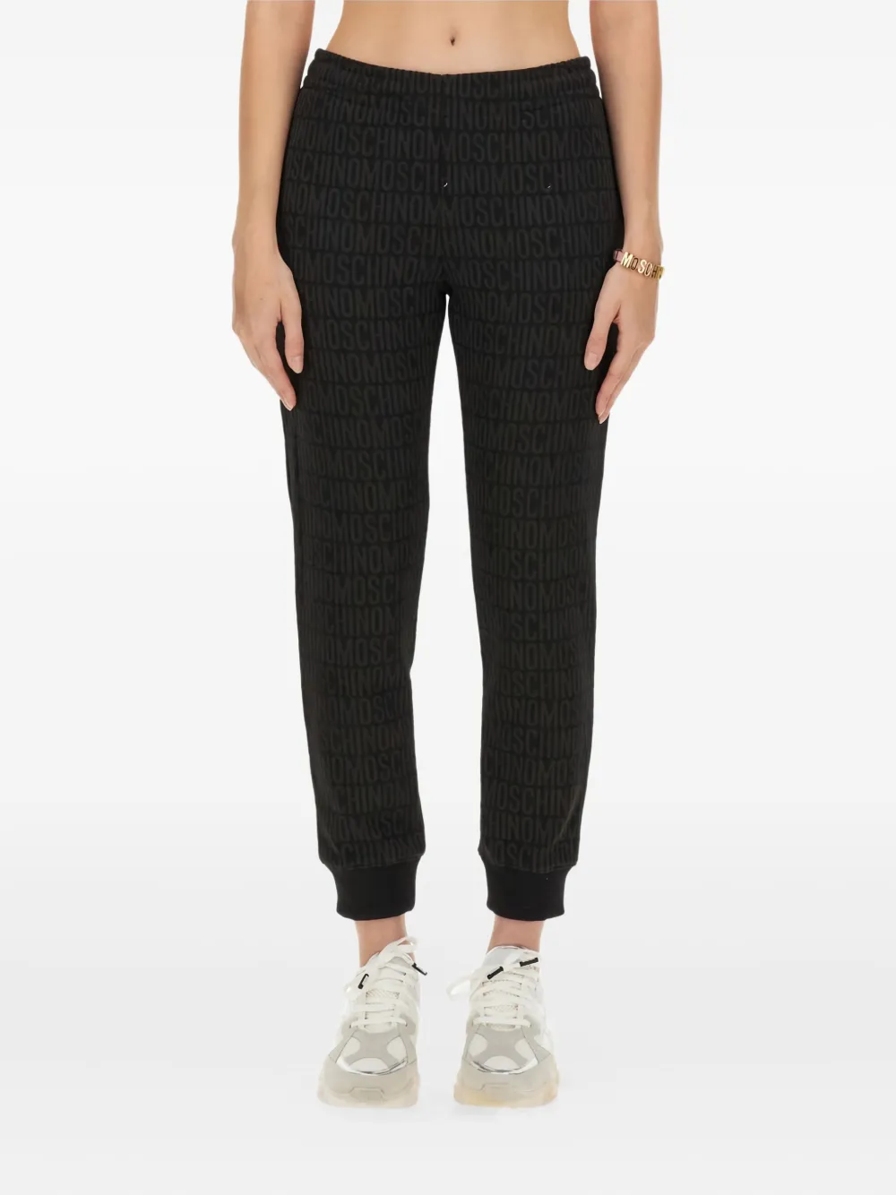 Moschino Monogram-print Track Pants In Black