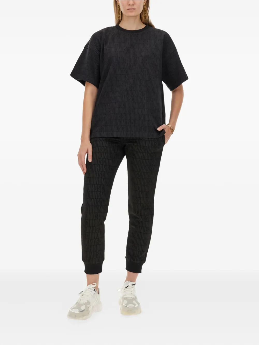Moschino Monogram-print Track Pants In Black