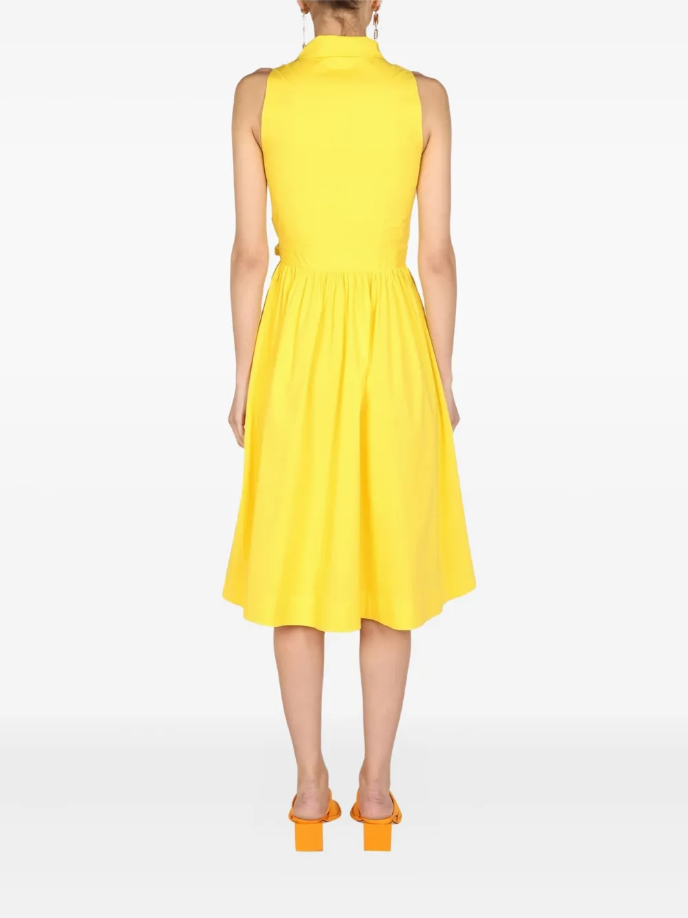 Moschino Tie-fastening Polo-collar Midi Dress In Yellow