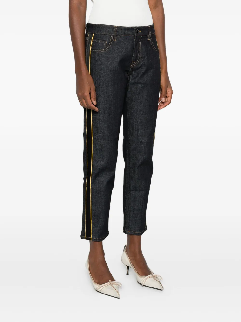 Victoria Beckham Stripe-detail Jeans In Black