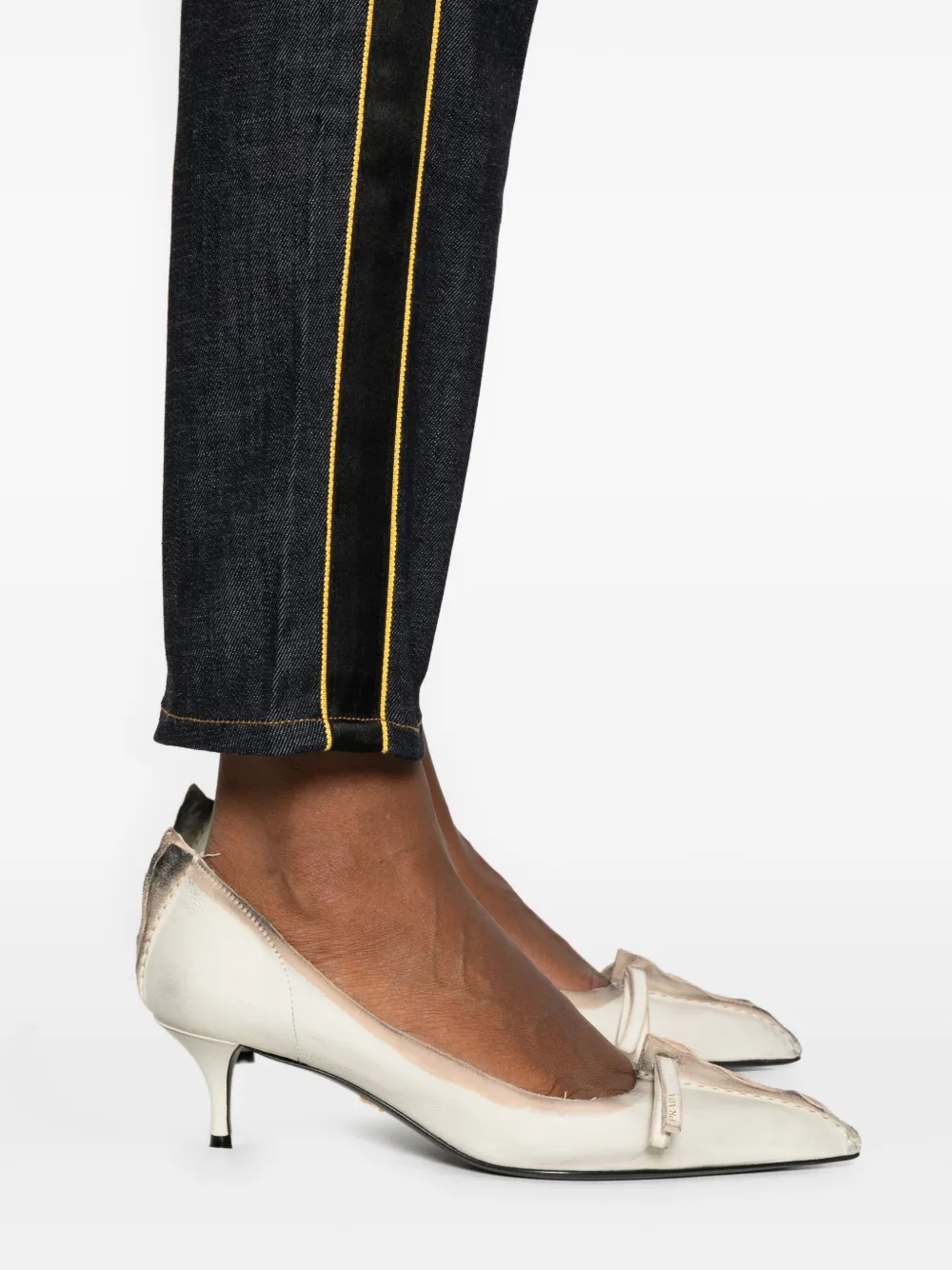 Victoria Beckham Jeans met gestreepte details Zwart