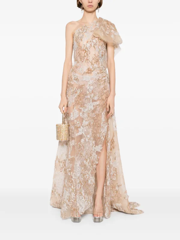 saiid kobeisy gold dress Saiid Kobeisy Embroidered Maxi Dress | Gold