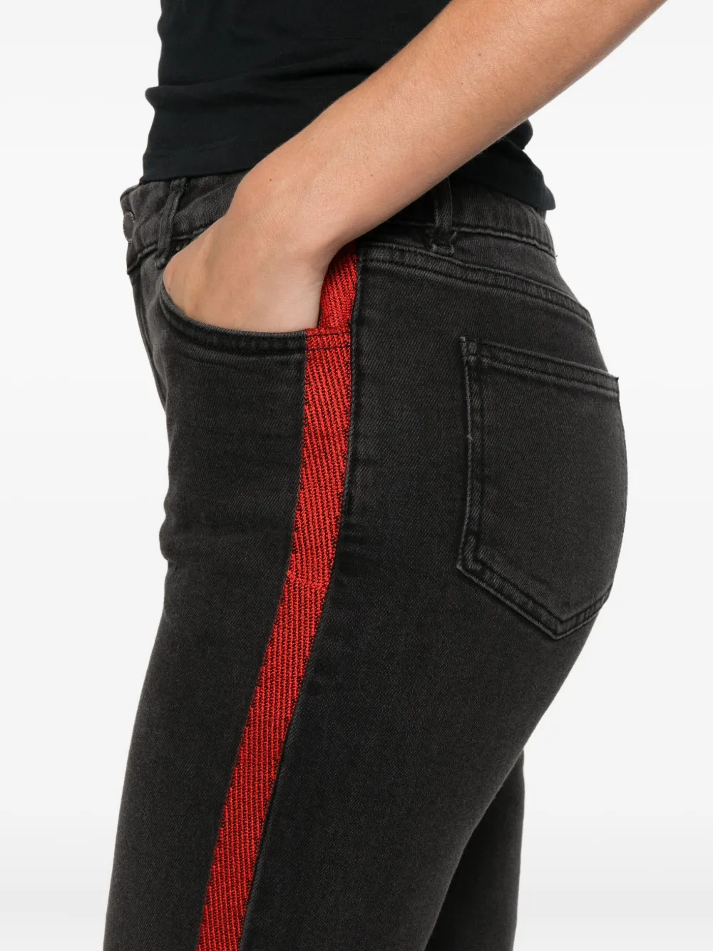 Victoria Beckham Stripe Denim Jeans In Black