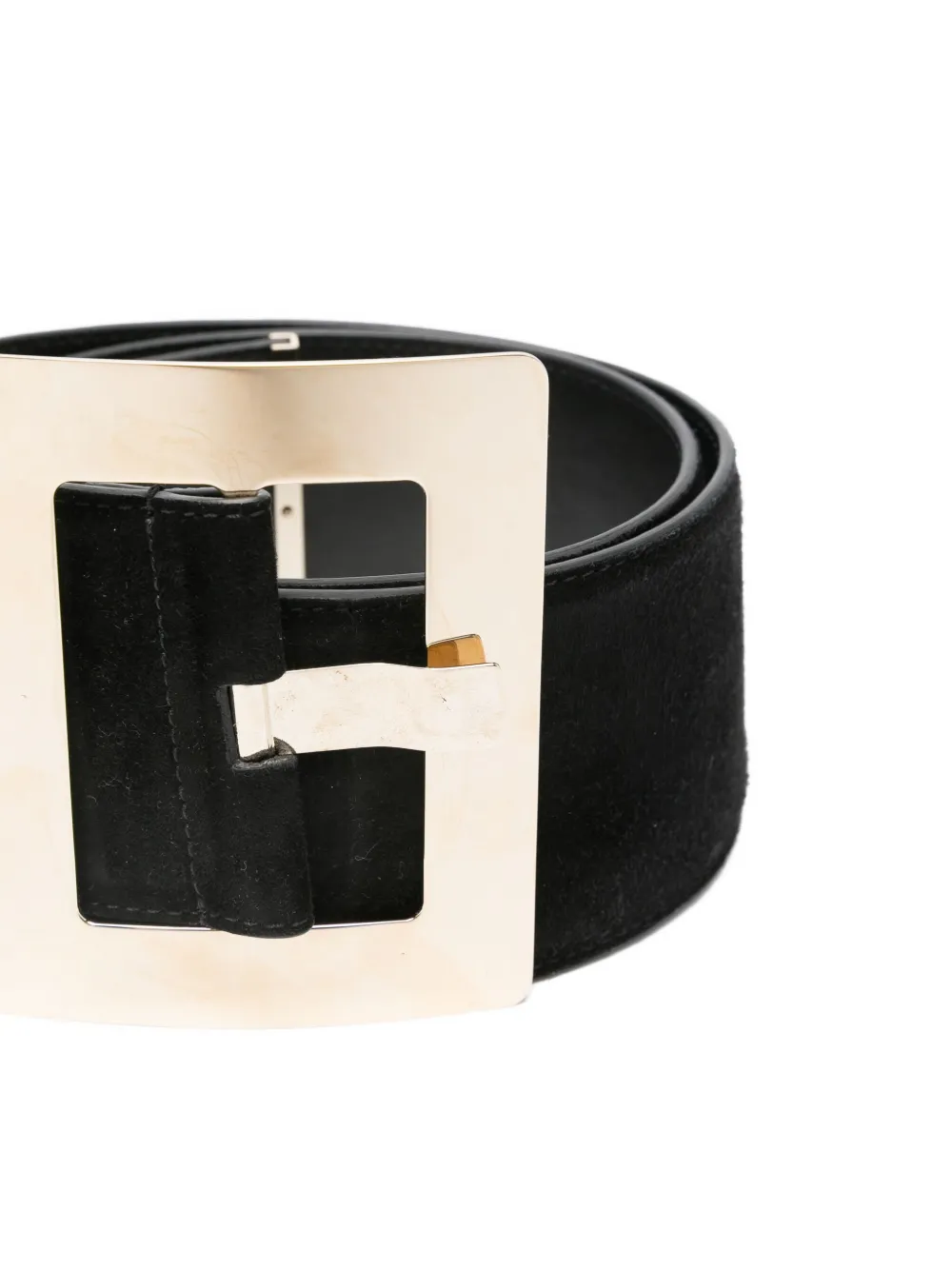 Versace square-buckle suede belt - Zwart
