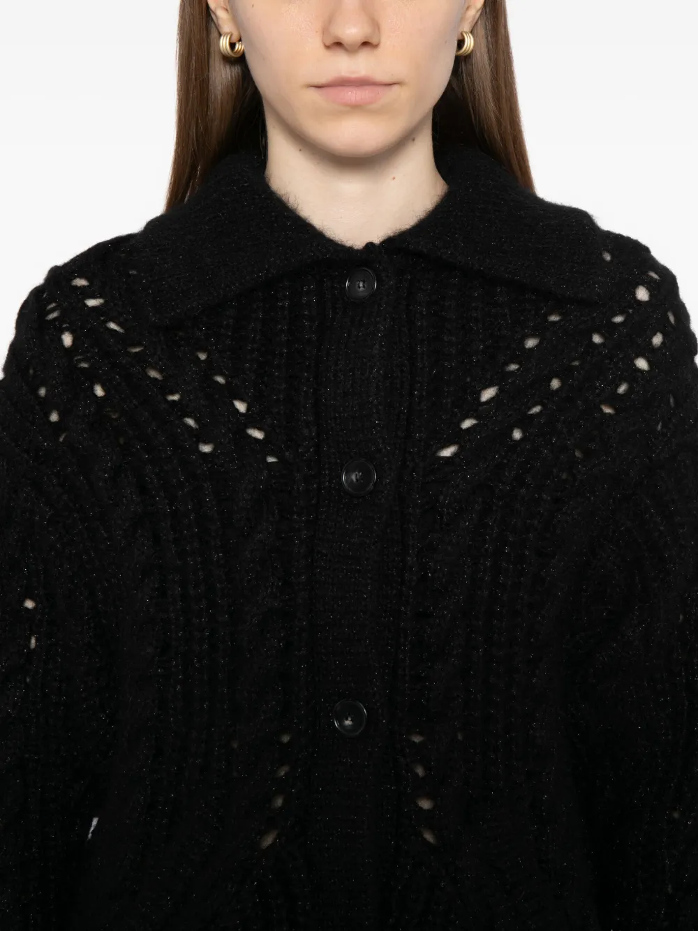 Simone Rocha Sculpted Chunky Knit Cardigan In Blue