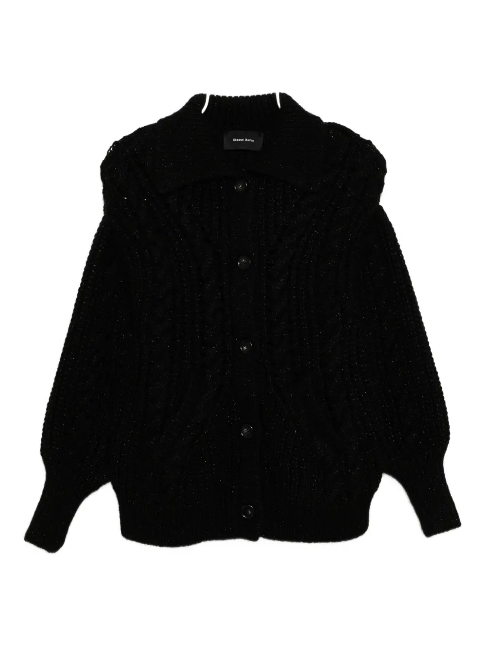 Simone Rocha Sculpted Chunky Knit Cardigan In Blue