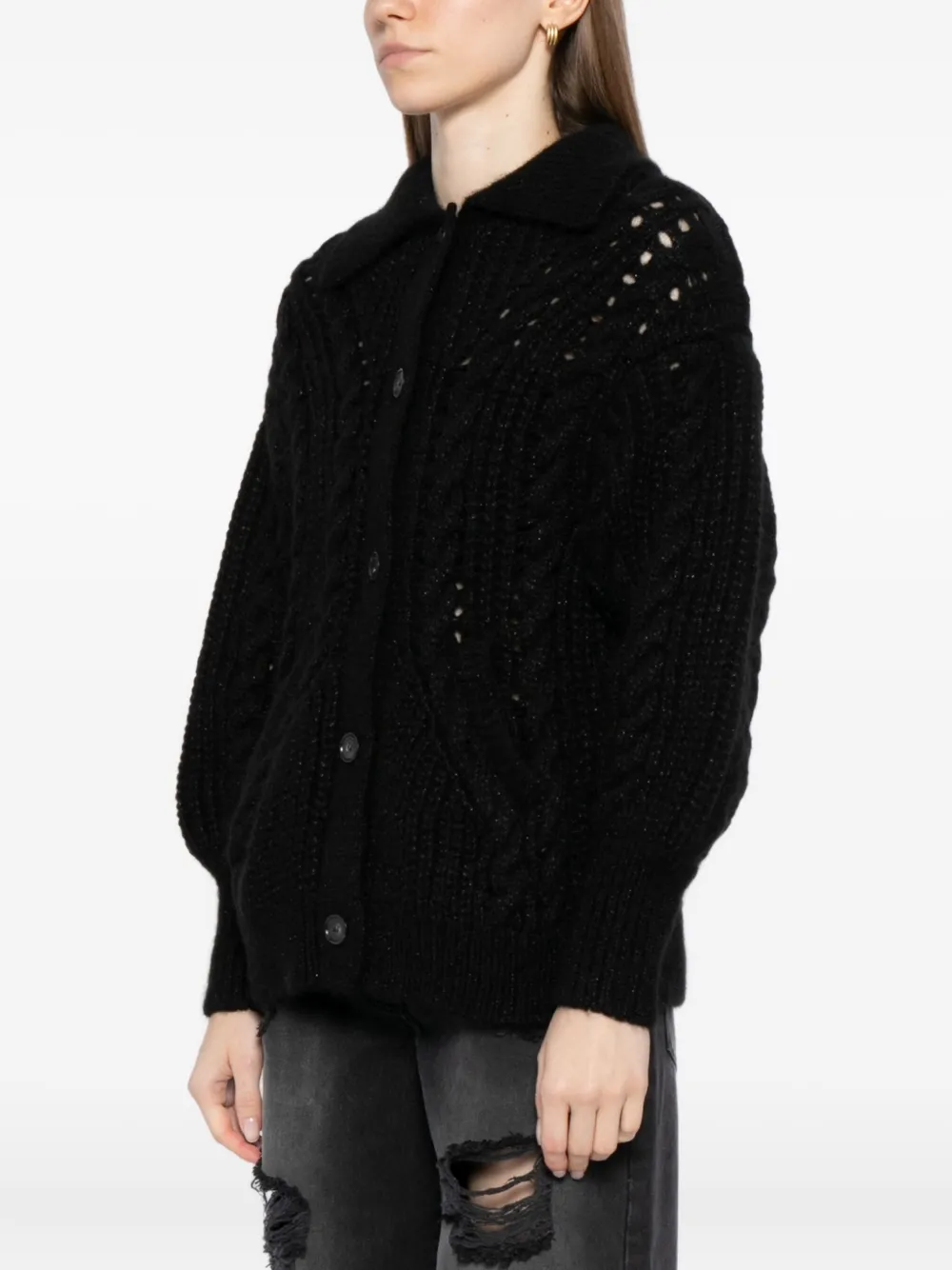 Simone Rocha Sculpted Chunky Knit Cardigan In Blue