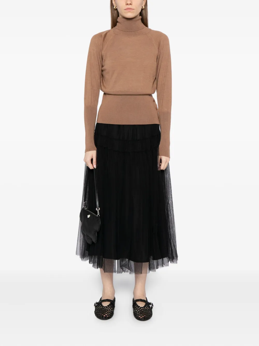 Simone Rocha Fitted High-neck Top In Brown