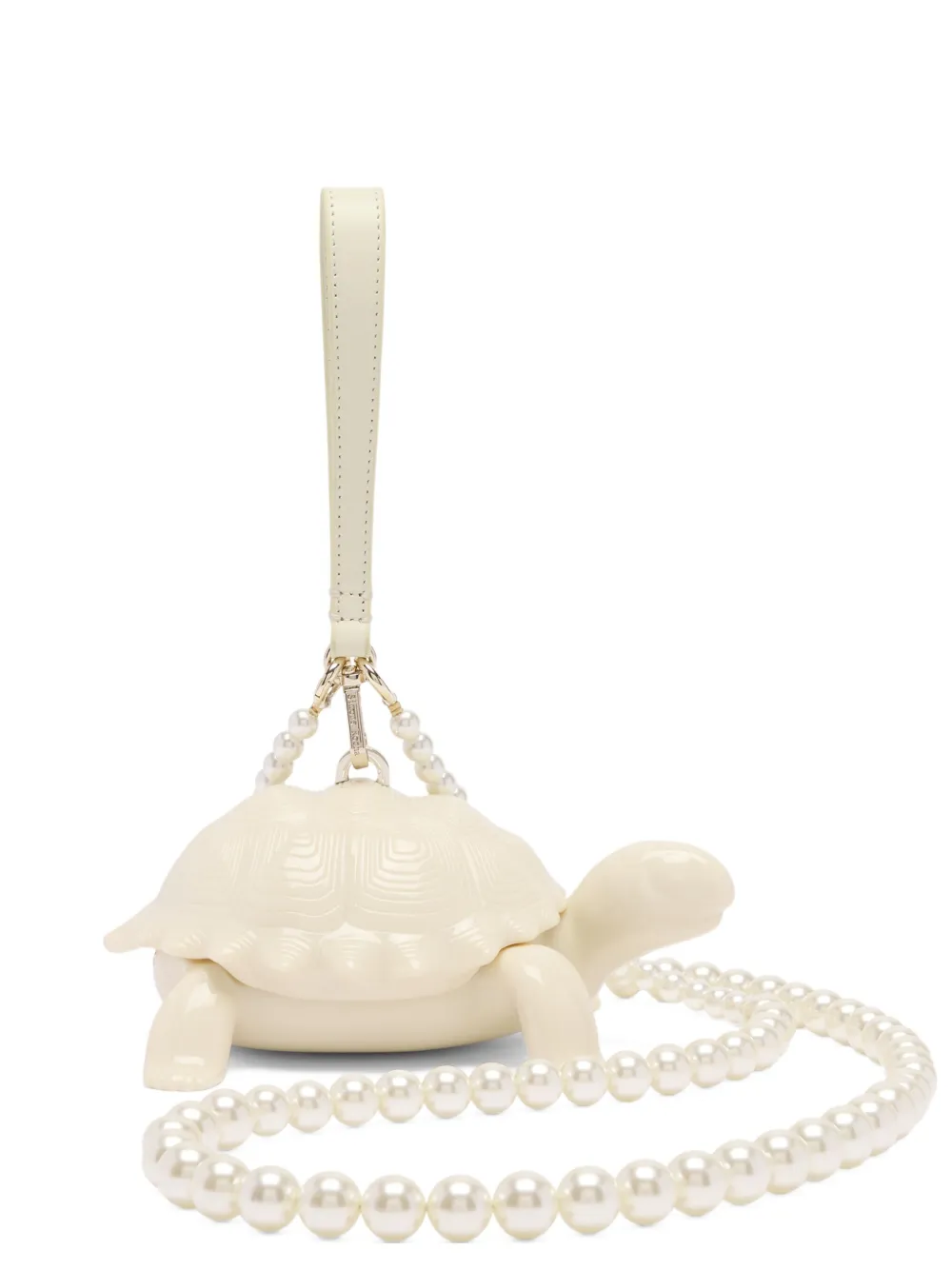 Simone Rocha Turtle Faux-pearl Strap Clutch Bag In Neutral