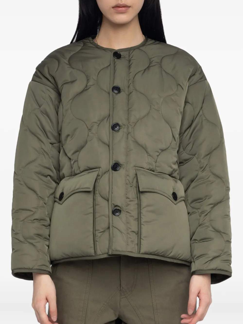 Zadig&Voltaire Bunji quilted patch-pocket jacket Groen