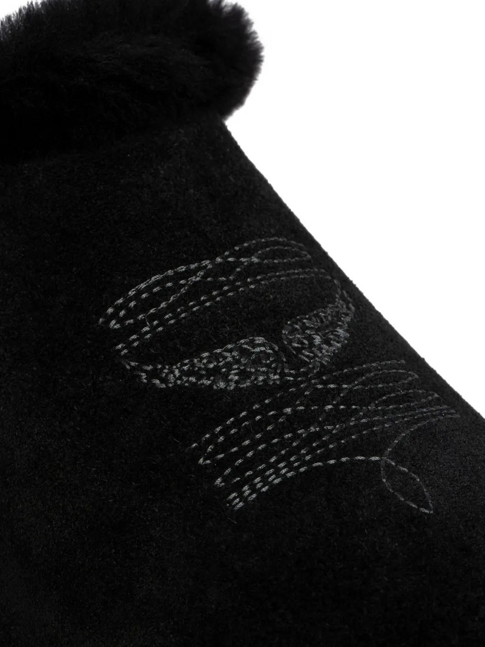 Zadig & Voltaire Embroidered Shearling Mules In Black
