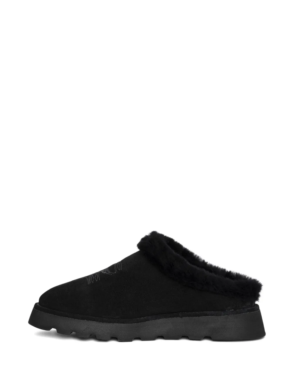 Zadig & Voltaire Embroidered Shearling Mules In Black