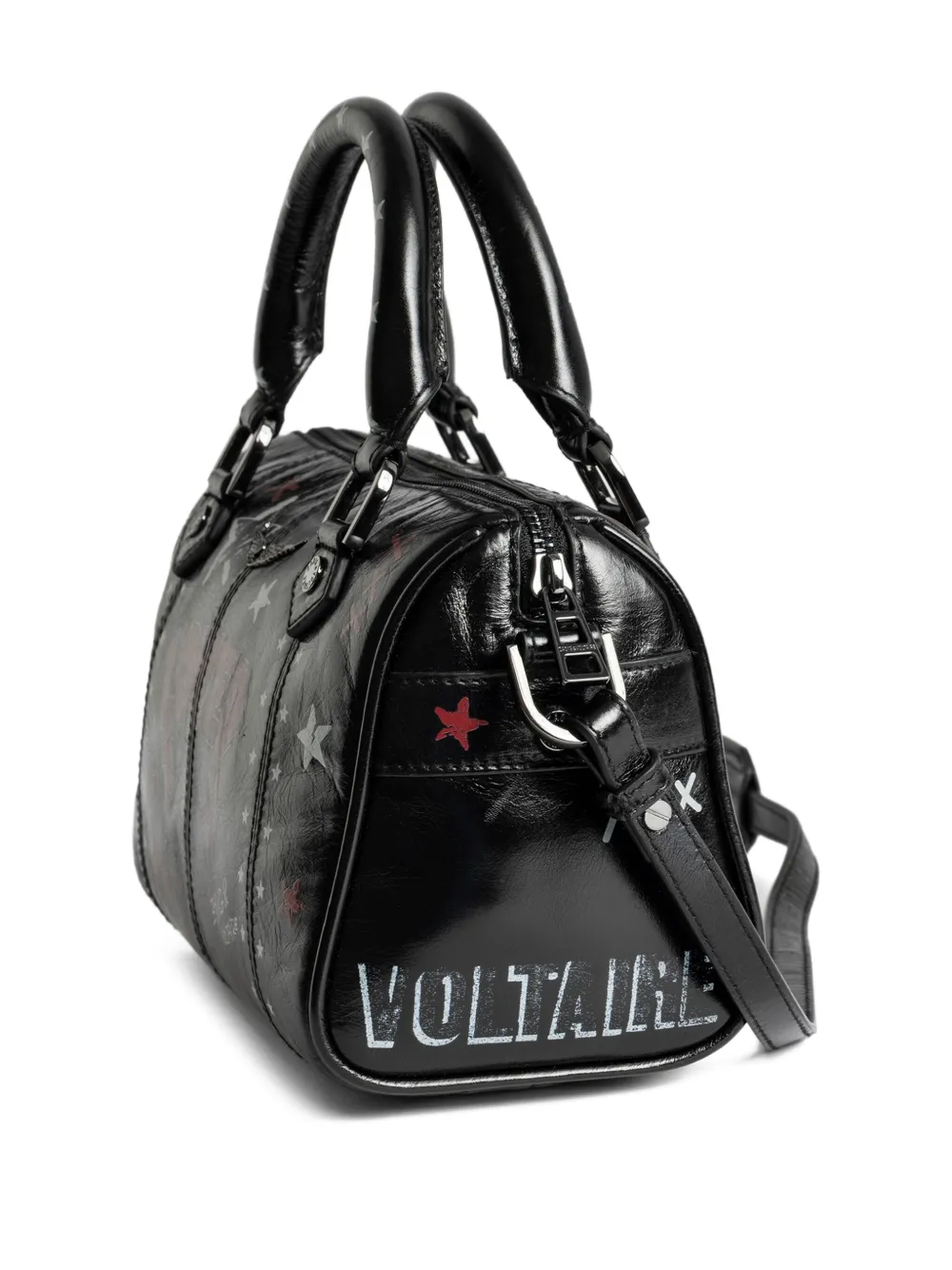 Zadig & Voltaire Star-print Leather Clutch Bag In Black