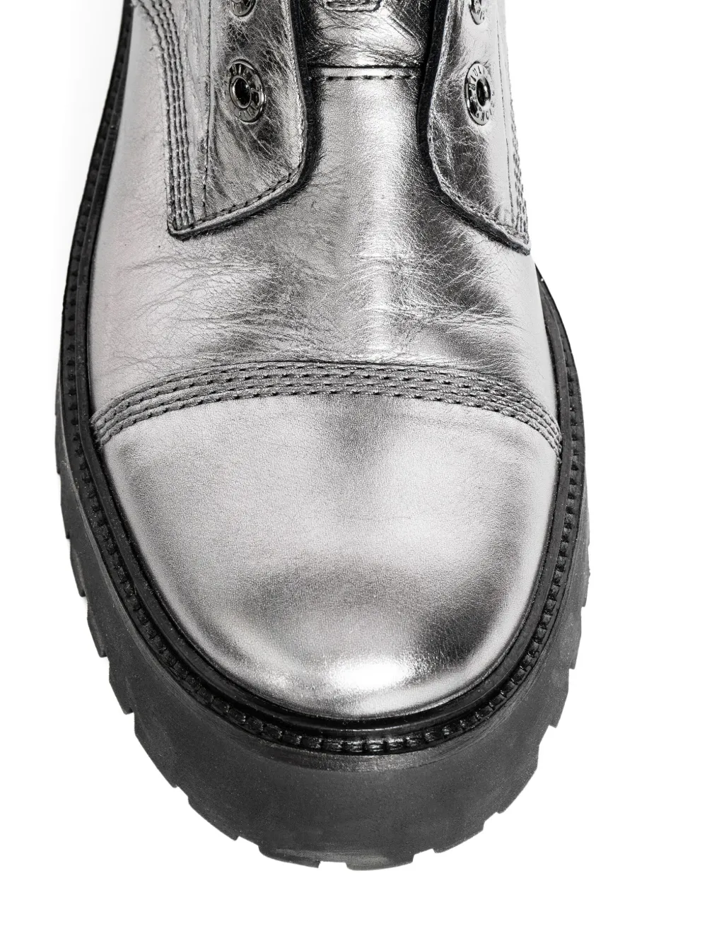 Zadig&Voltaire Joe Fast metallic-effect leather combat boots Grey