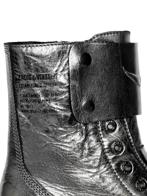 Zadig&Voltaire Joe Fast metallic-effect Leather Combat Boots