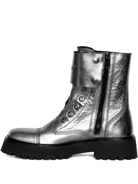 Zadig&Voltaire Joe Fast metallic-effect leather combat boots