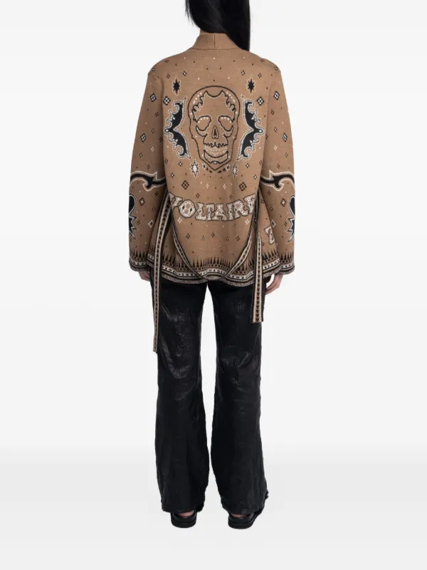 Zadig&Voltaire skull-detail Belted Cardigan | Brown | FARFETCH