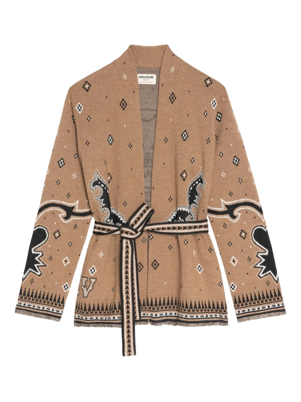 Zadig&Voltaire skull-detail belted cardigan Bruin