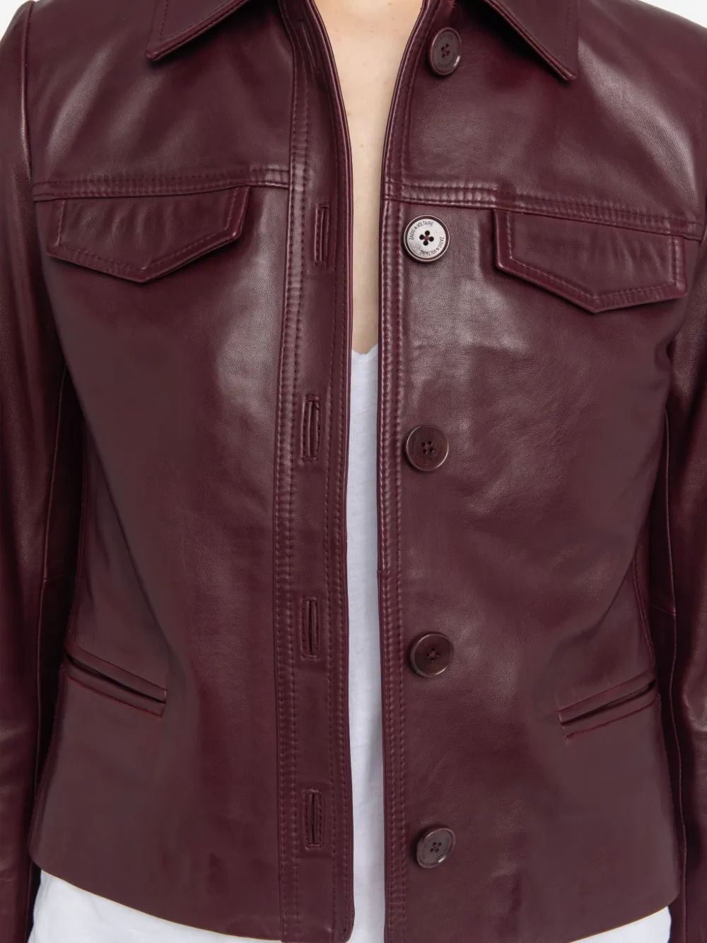 Zadig&Voltaire Leren jack met klepzak en knoopsluiting Rood