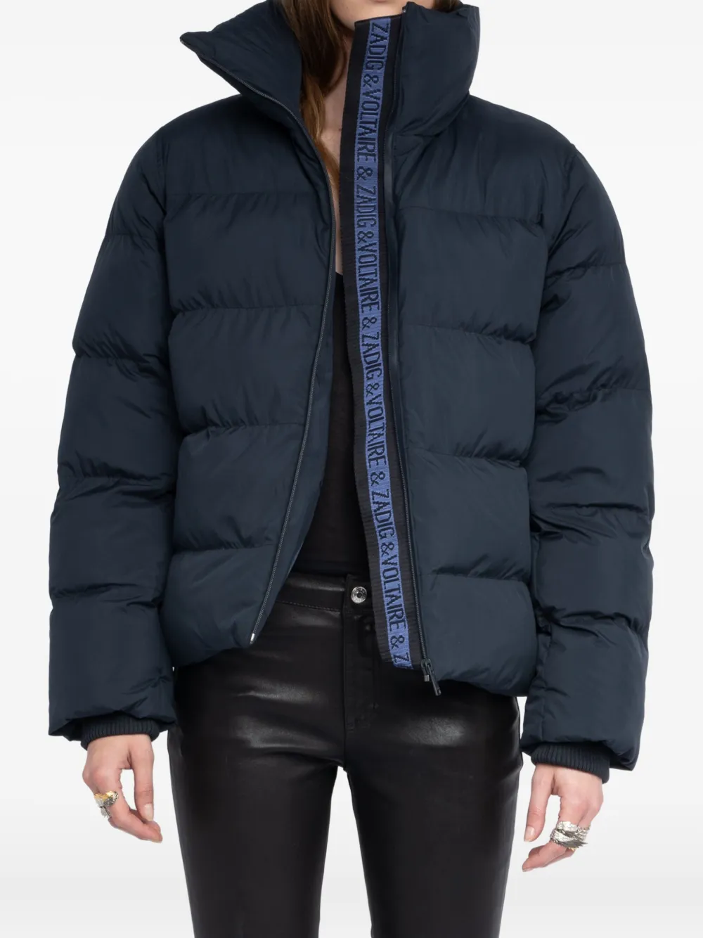 Zadig & Voltaire Quilted Logo-tape Puffer Jacket In Blue