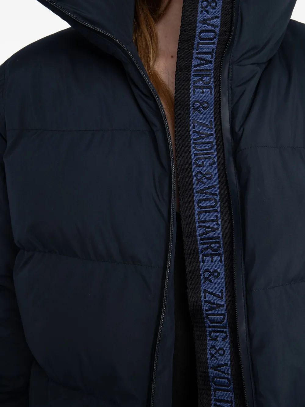 Zadig & Voltaire Quilted Logo-tape Puffer Jacket In Blue