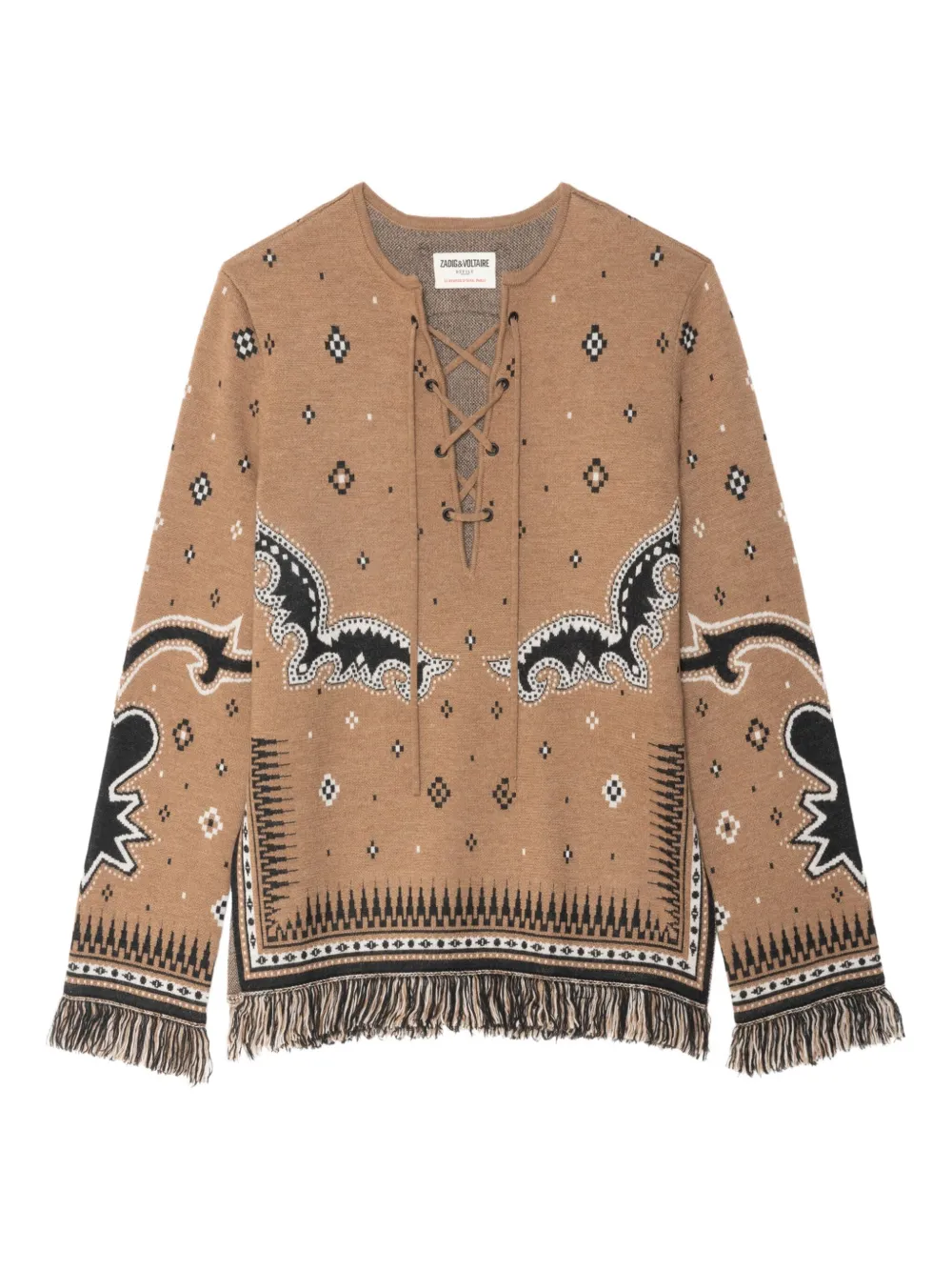 Zadig&Voltaire lace-up skull-print sweater Beige
