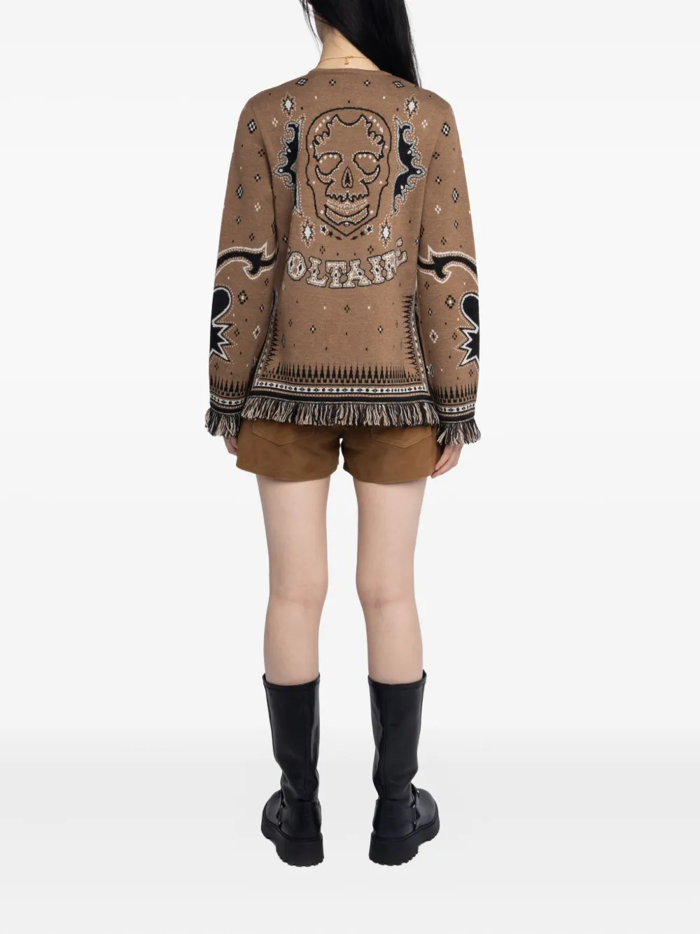Zadig&Voltaire lace-up skull-print sweater Beige