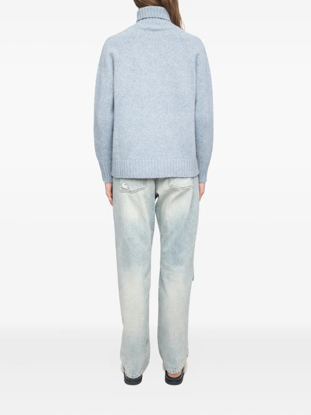 Zadig&Voltaire Mora roll-neck frayed-detail sweater Blauw