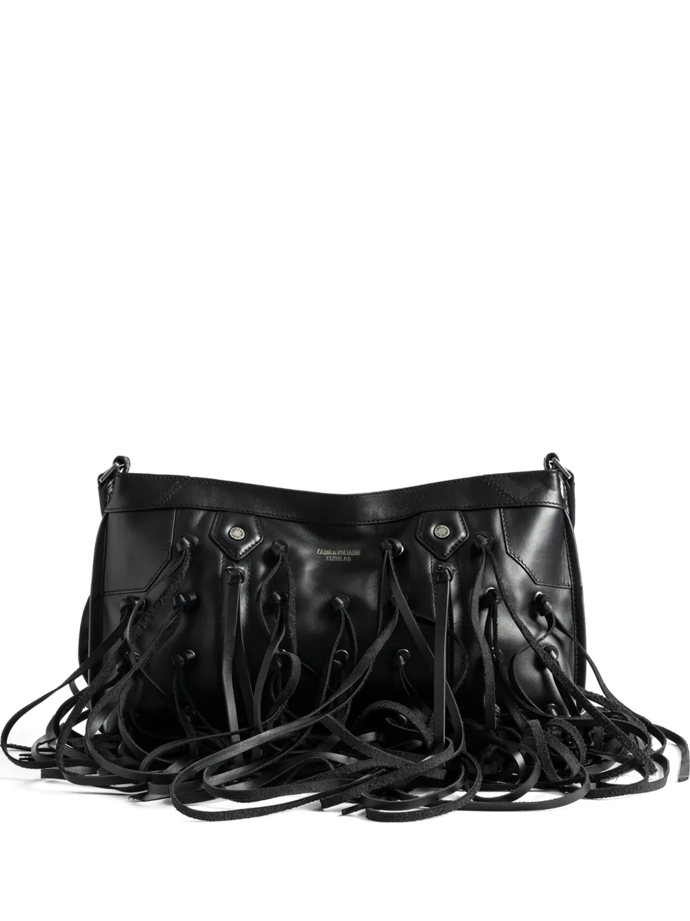Zadig&Voltaire leather-fringe clutch bag Zwart