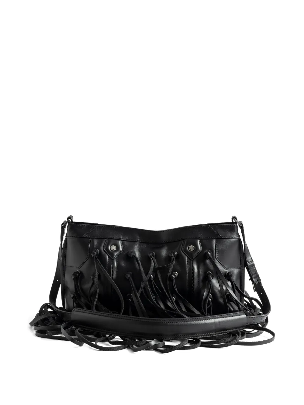 Zadig&Voltaire leather-fringe clutch bag Zwart